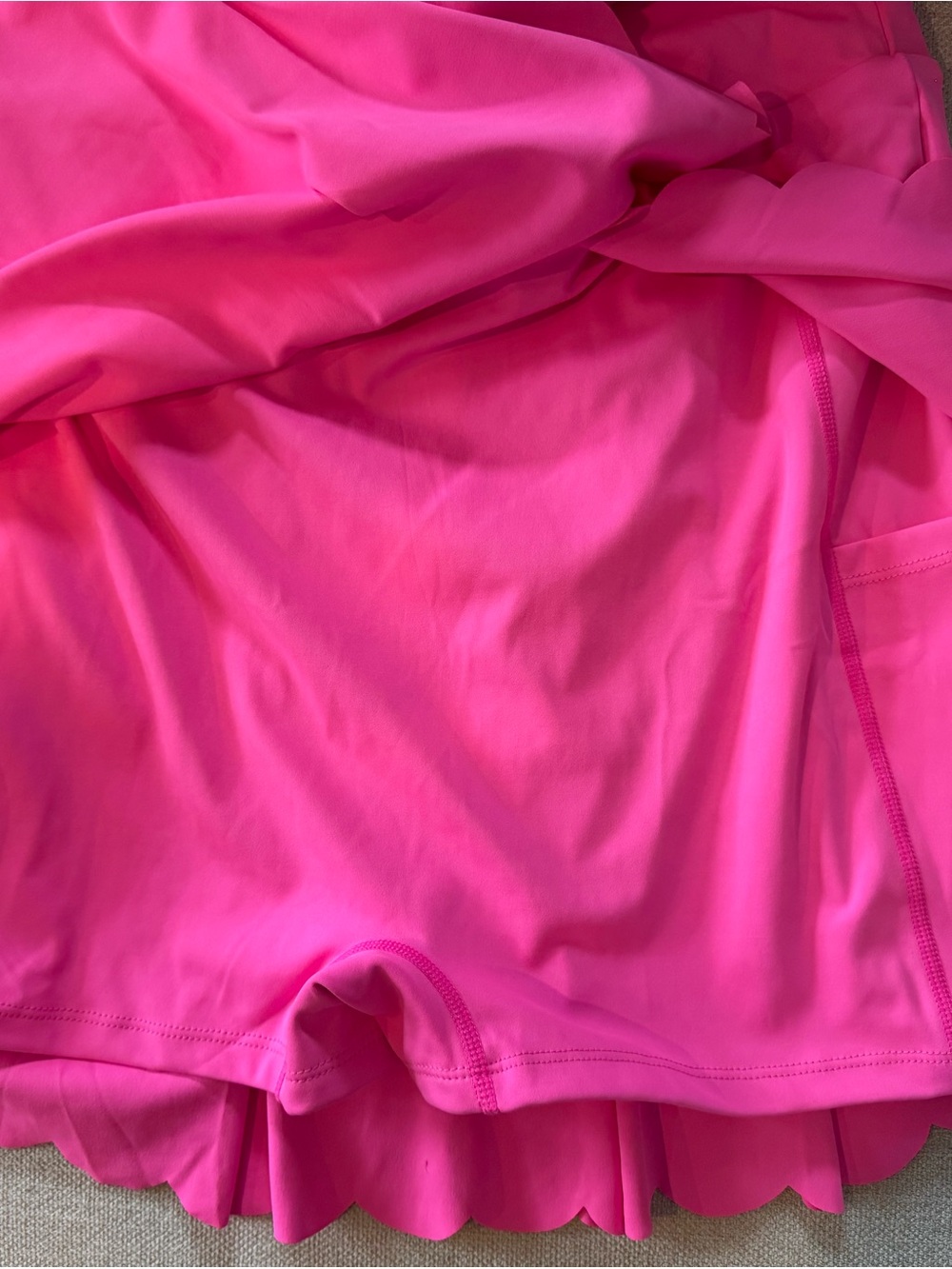 Attraco Women's Scalloped Side Slit Activewear Dress, Neon Pink, Sz L, NWT - Picture 9 of 13